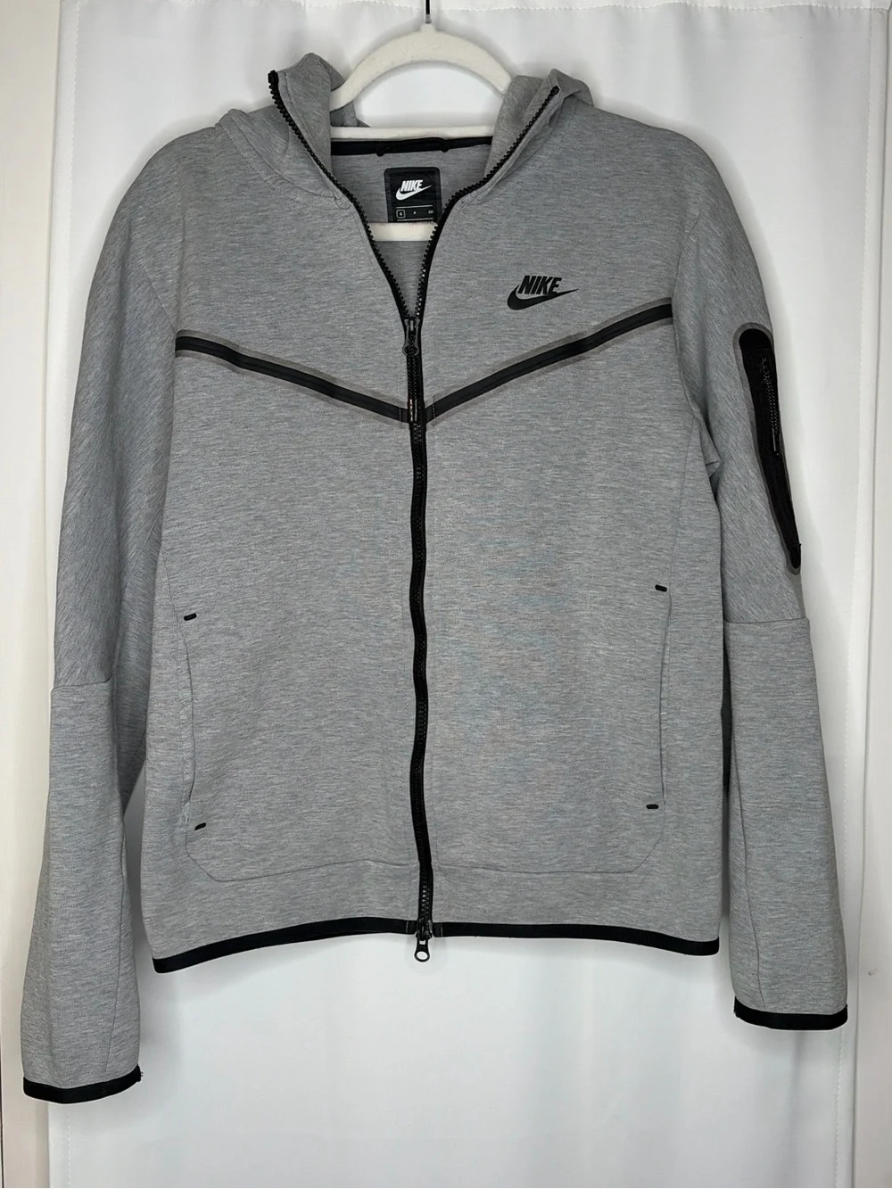 Nike Light Gray Tech Zip Hoodie with Black Accents
